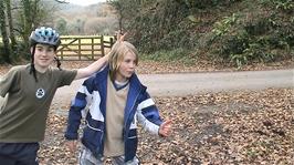 Sol gives Louis encouragement for the filming of the first clip for his Short Movie at Bickham Bridge
